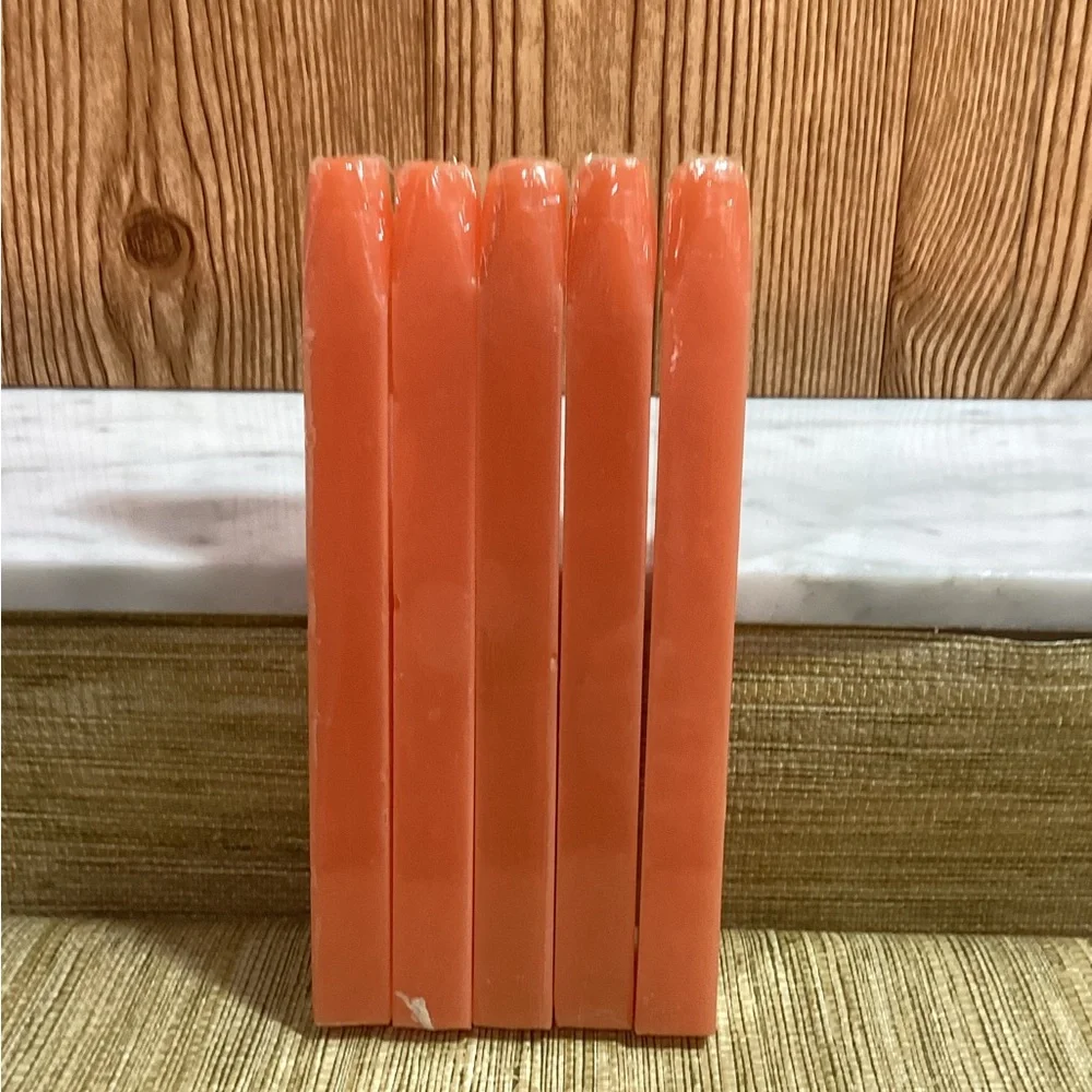 Set of 5 Coral Color Wax Candles Square Shape 8”